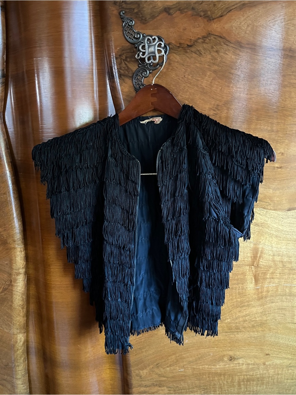 1940s 30s Black Fringe Women's Bolero Top Jacket